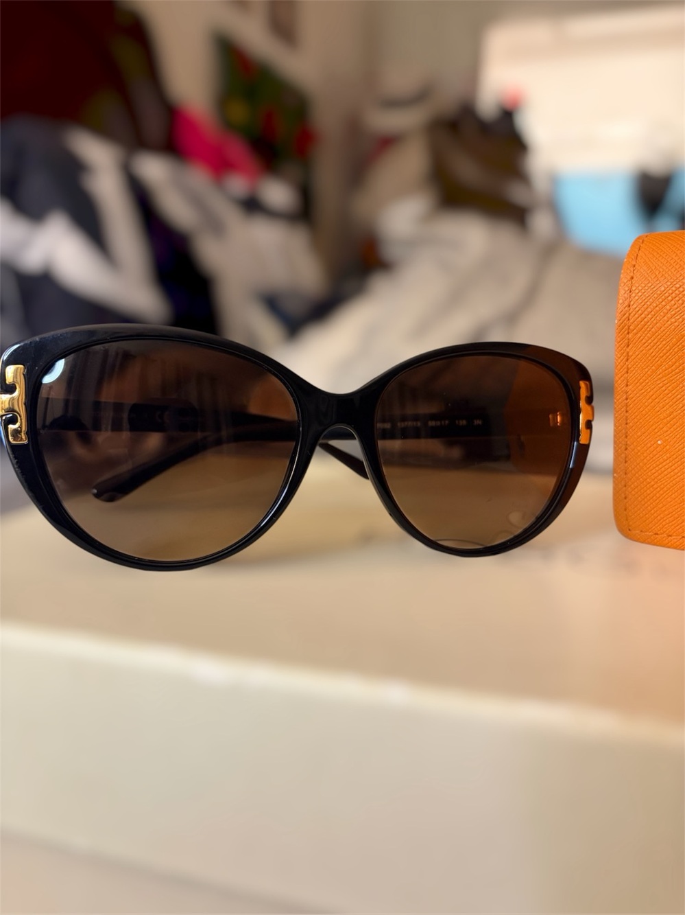 Tory Burch Black Sunglasses with Gold Accents